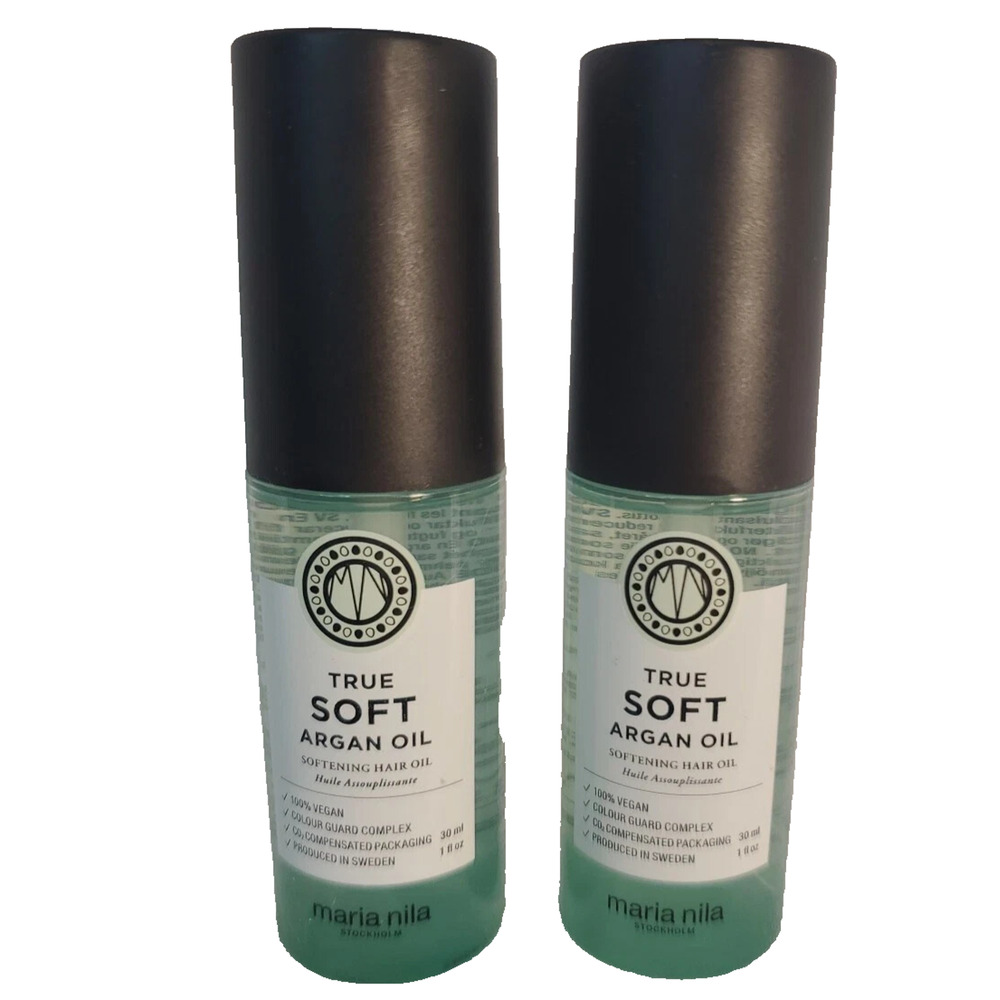 2x Maria Nila True Soft Argan Hair Oil 30ml 1 fl oz SWEDEN COLOR GUARD COMPLEX